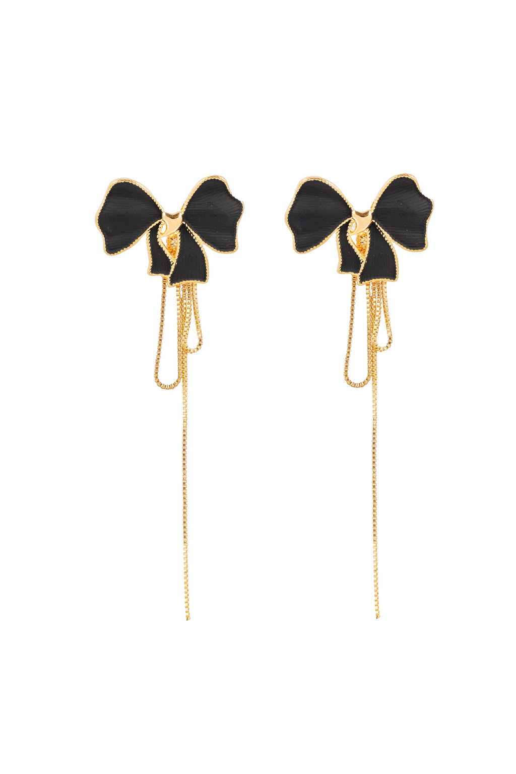 Black Bow Chain Drop Earring-KZ8812313