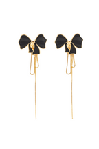 Black Bow Chain Drop Earrings | Gold-Plated Stainless Steel – KZ8812313