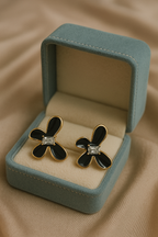 Black Butterfly Petal Studs | Gold-Plated Stainless Steel  – KZ8812329