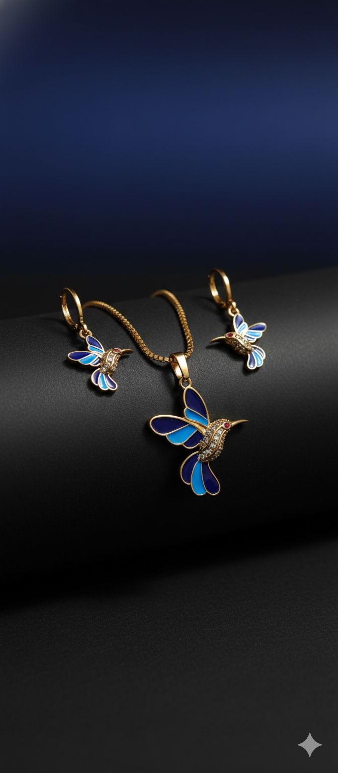 Blue Aurora Bird Jewelry Set | Gold-Plated Stainless Steel– KZ8812347