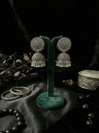 Chandralok Jhumkas | Silver Oxidised Earrings – JAY88123132
