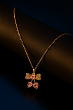 Sparkle Bow With Heart Necklace | Gold-Plated Stainless Steel – KZ881