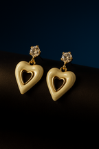 Gold Tone Heart Drop With Crystal Stud | Gold-Plated Stainless Steel – KZ8812322