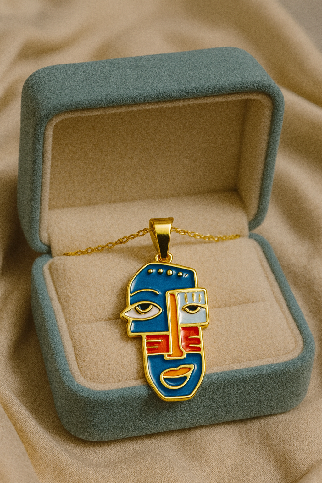 Picasso Style Face Art Necklace | Gold-Plated Stainless Steel– KZ8812328