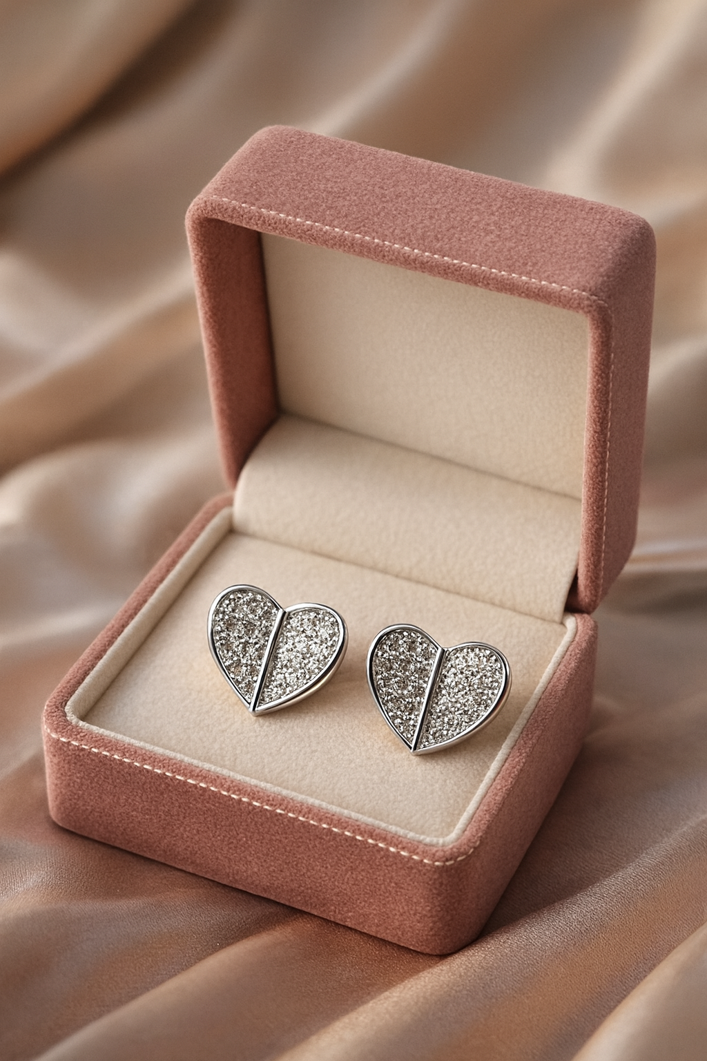 Diamond Split Heart Studs | Gold-Plated Stainless Steel – KZ8812331