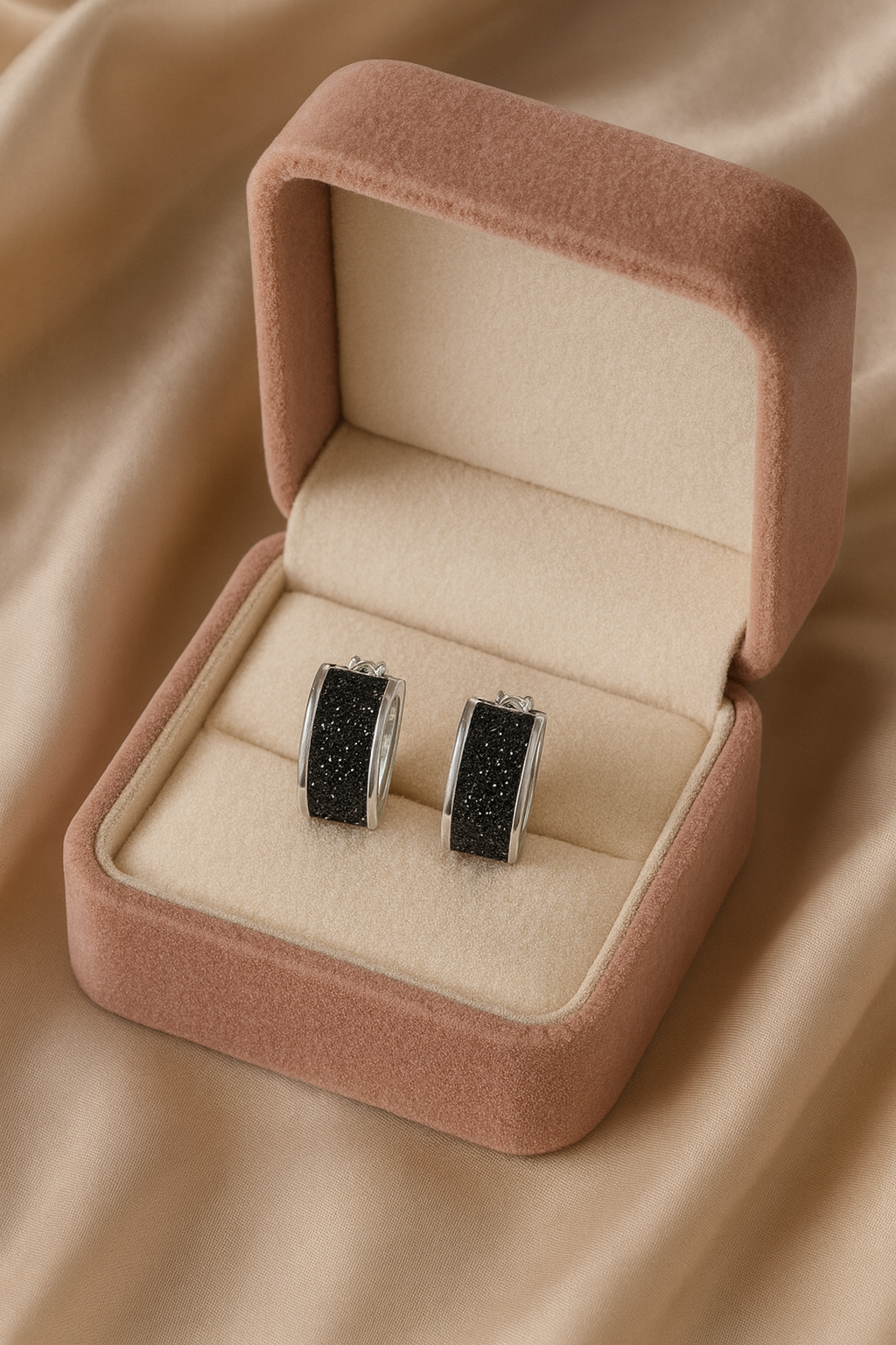 Midnight Sparkle Hoop Earrings |Gold-Plated Stainless Steel–RY88123105