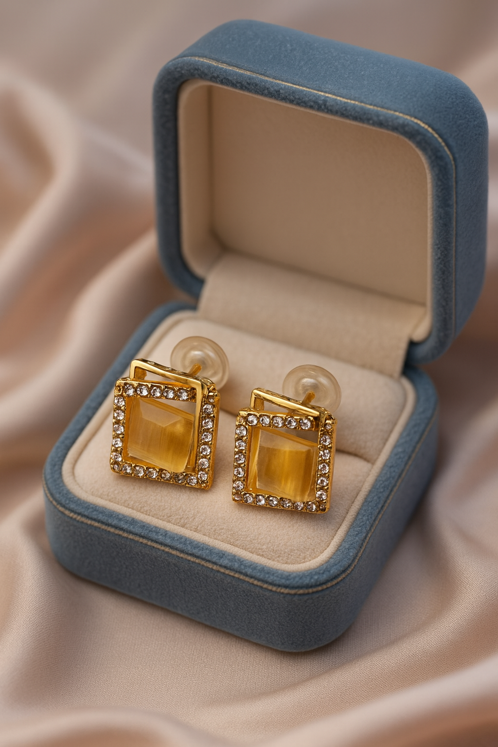 Geometric Pave Halo Studs | Gold-Plated Stainless Steel – PL8812373
