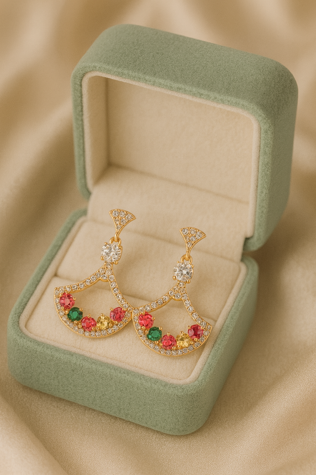 Aurora Royale Fan Drop Earrings | Gold-Plated Stainless Steel – KZ8812309