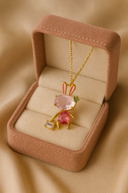 Pink Crystal Bunny Necklace | Gold-Plated Stainless Steel – KZ8812324