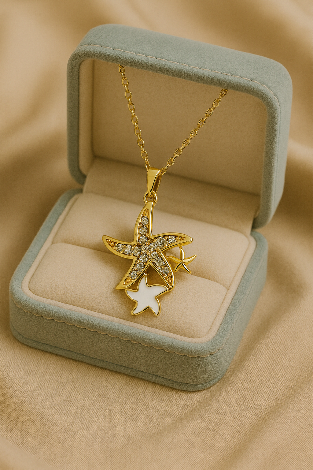 Starfish Sparkle Necklace | Gold-Plated Stainless Steel – KZ8812359