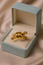 Golden Knot Statement Ring | Adjustable Gold-Plated Stainless Steel–KZ8812395