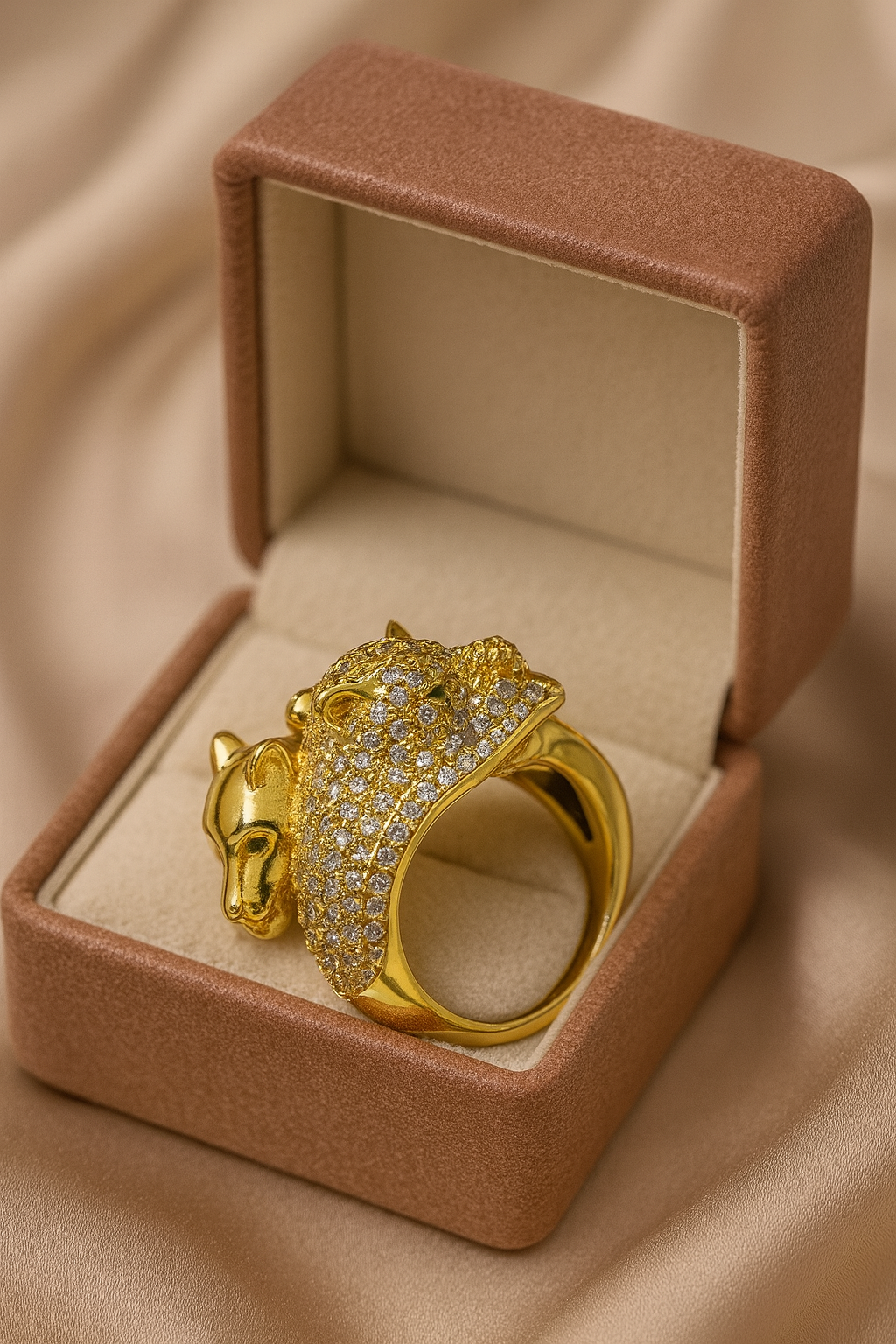 Panther Power Ring | Adjustable Gold-Plated Stainless Steel–KZ8812397