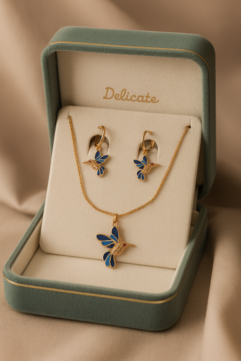 Blue Aurora Bird Jewelry Set | Gold-Plated Stainless Steel– KZ8812347