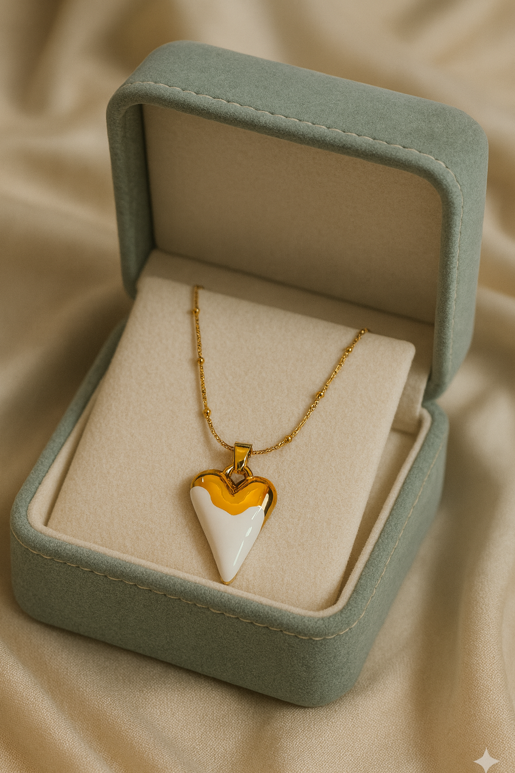 Milk & Gold Heart Necklace | Gold-Plated Stainless Steel – KZ8812356