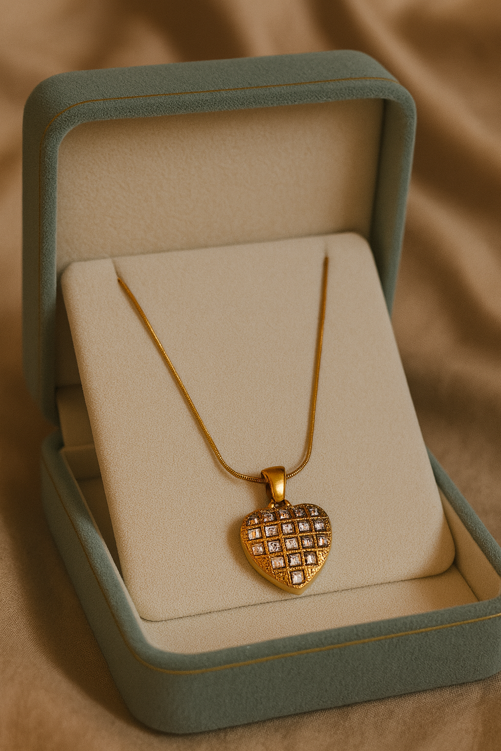 Heartburst Sparkle Necklace | Gold-Plated Stainless Steel – KZ8812355