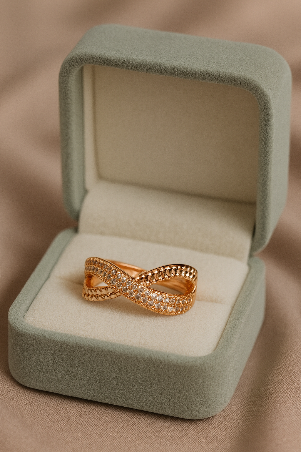 Diamond Knot Ring | Gold-Plated Brass Adjustable Ring– SCB8812381