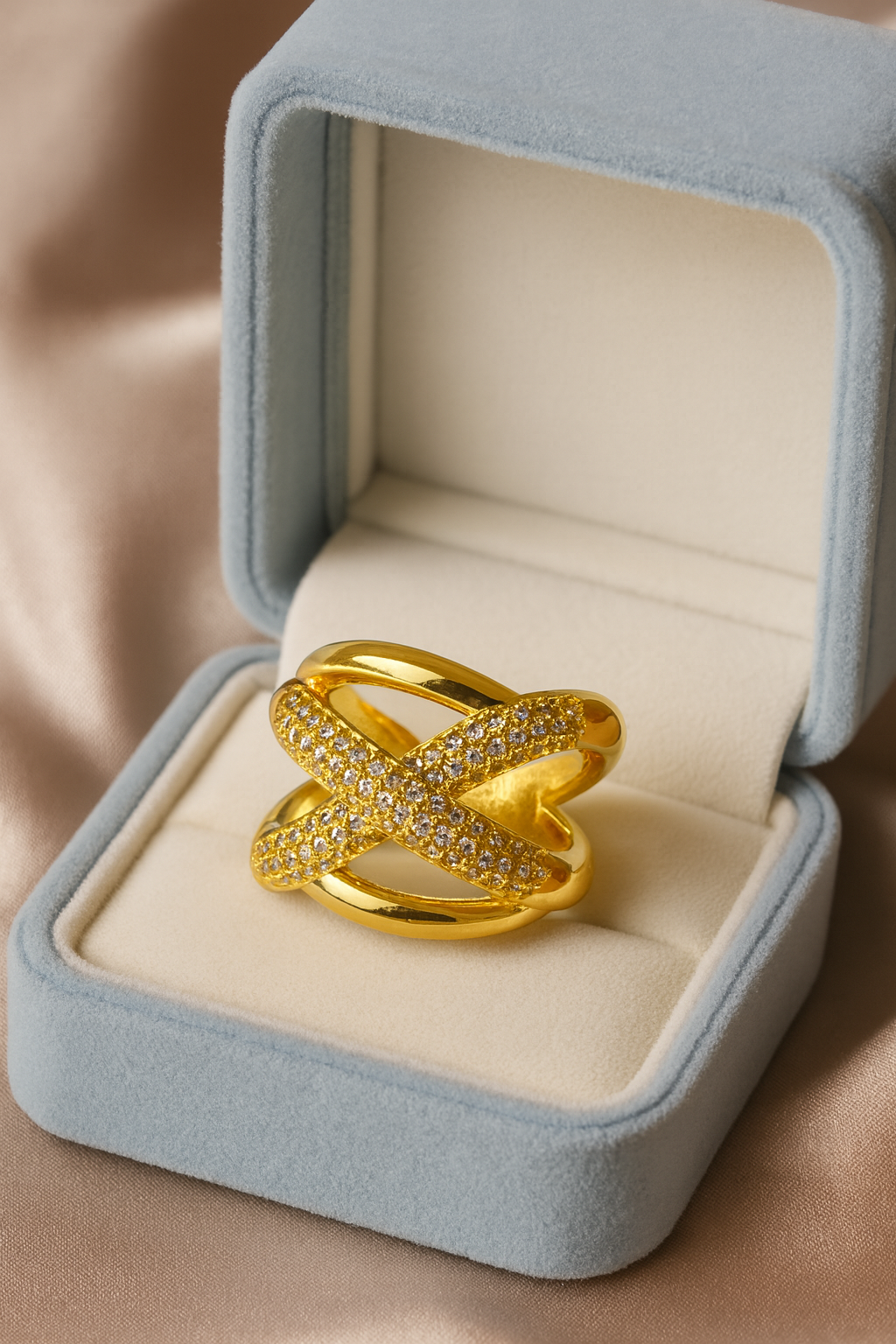 CrossGlow Ring | Adjustable Gold-Plated Stainless Steel–KZ8812398