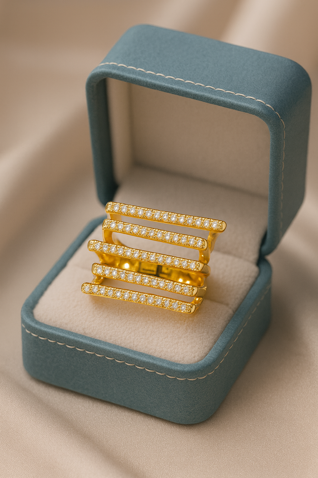 Diamond Stripes Band | Adjustable Gold-Plated Stainless Steel–KZ88123103