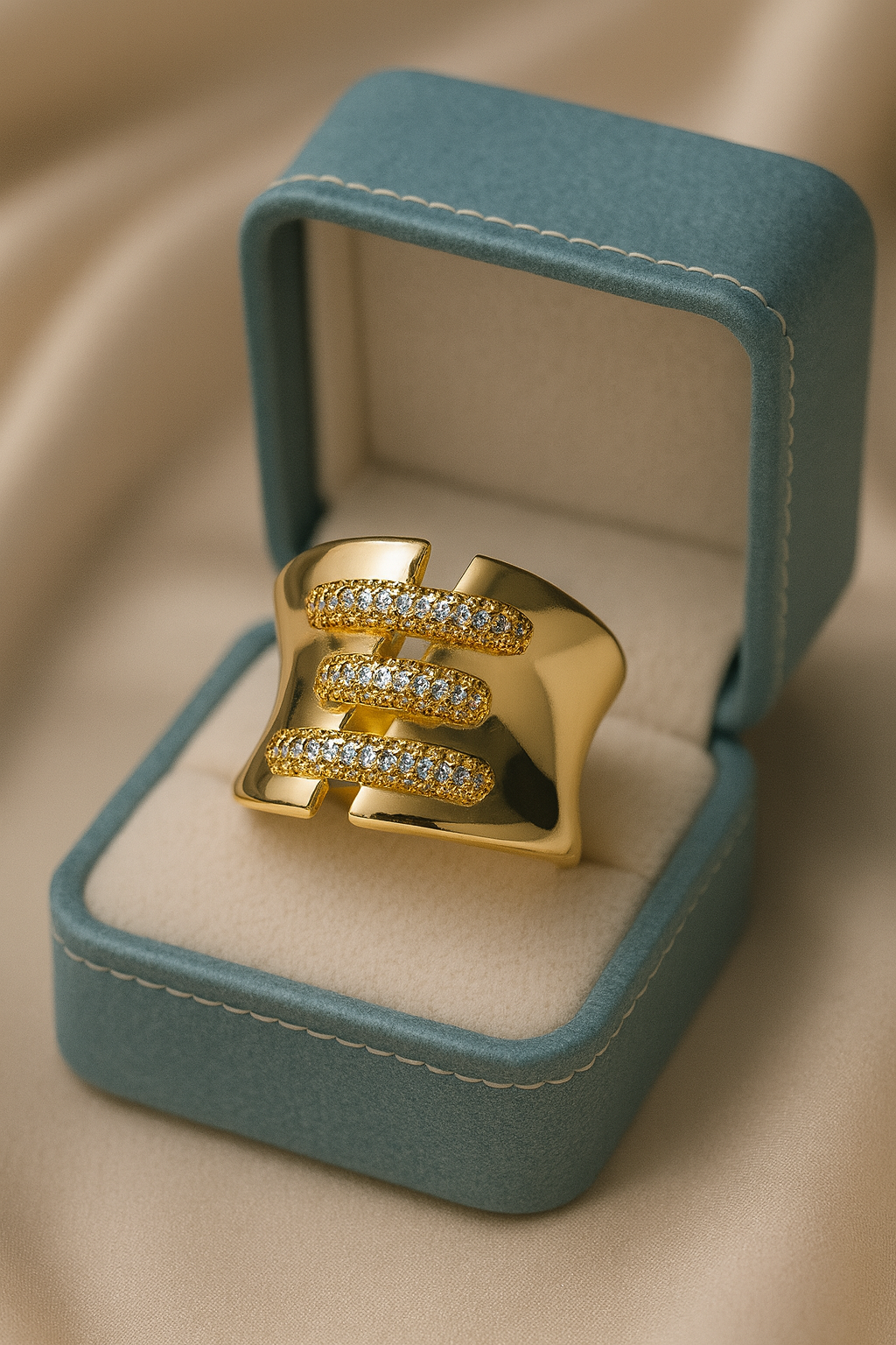 Triple Luxe Ring | Adjustable Gold-Plated Stainless Steel–KZ8812396