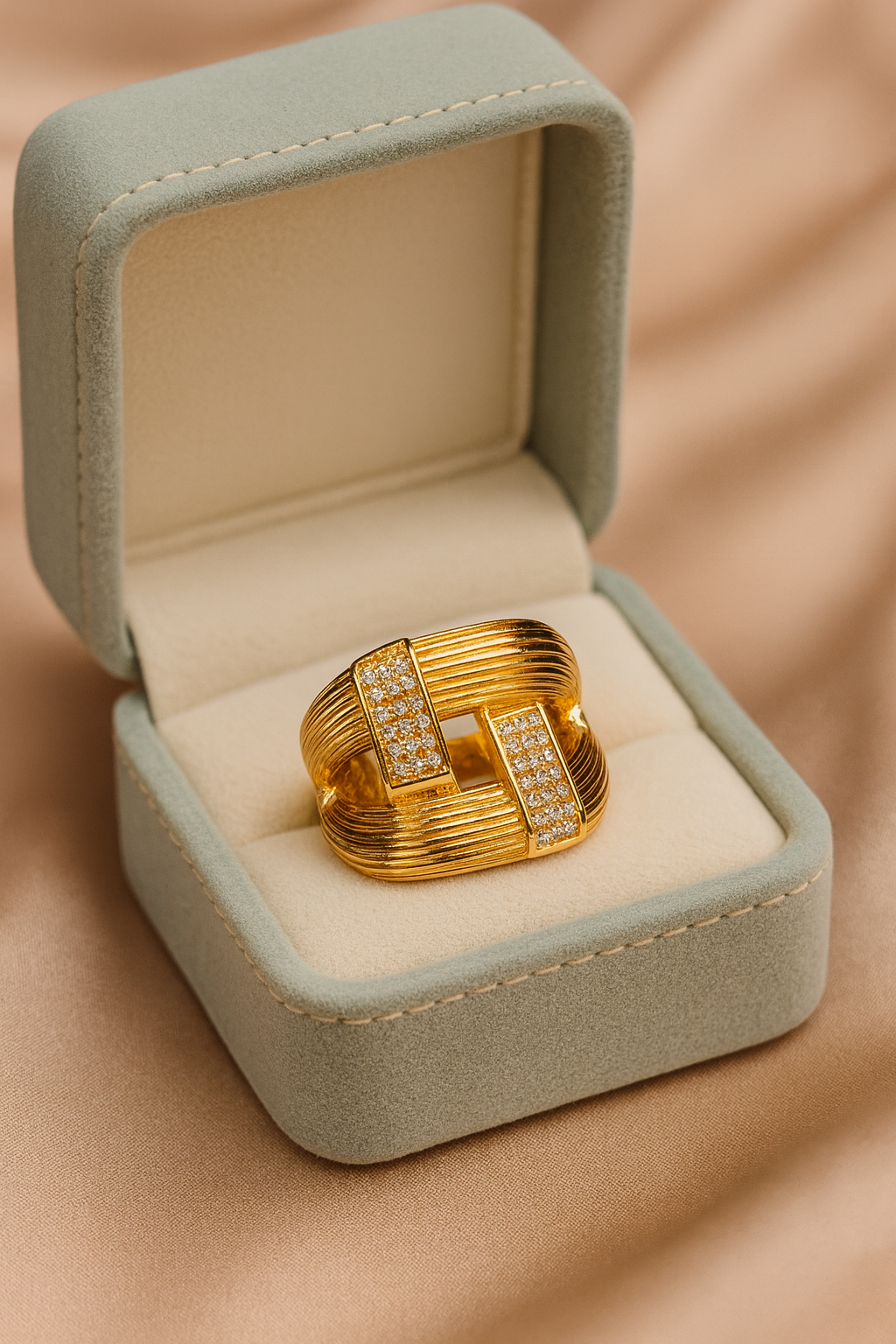 Golden Vogue Ring | Adjustable Gold-Plated Stainless Steel–KZ8812399