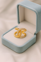 Interlock Glam Ring | Adjustable Gold-Plated Stainless Steel–KZ88123100