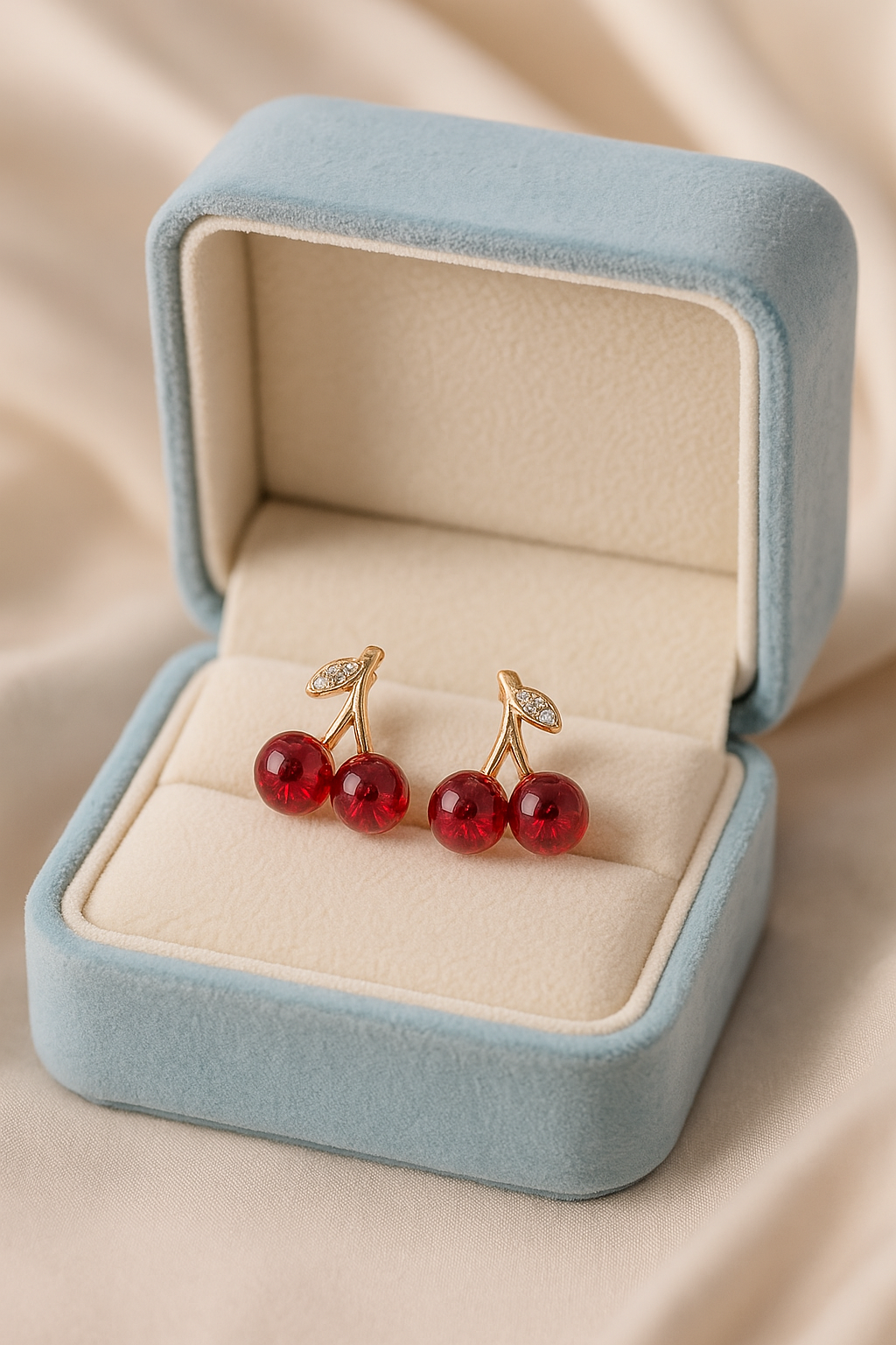 Scarlet Cherry Twin Earrings | Gold-Plated Stainless Steel – KZ8812319