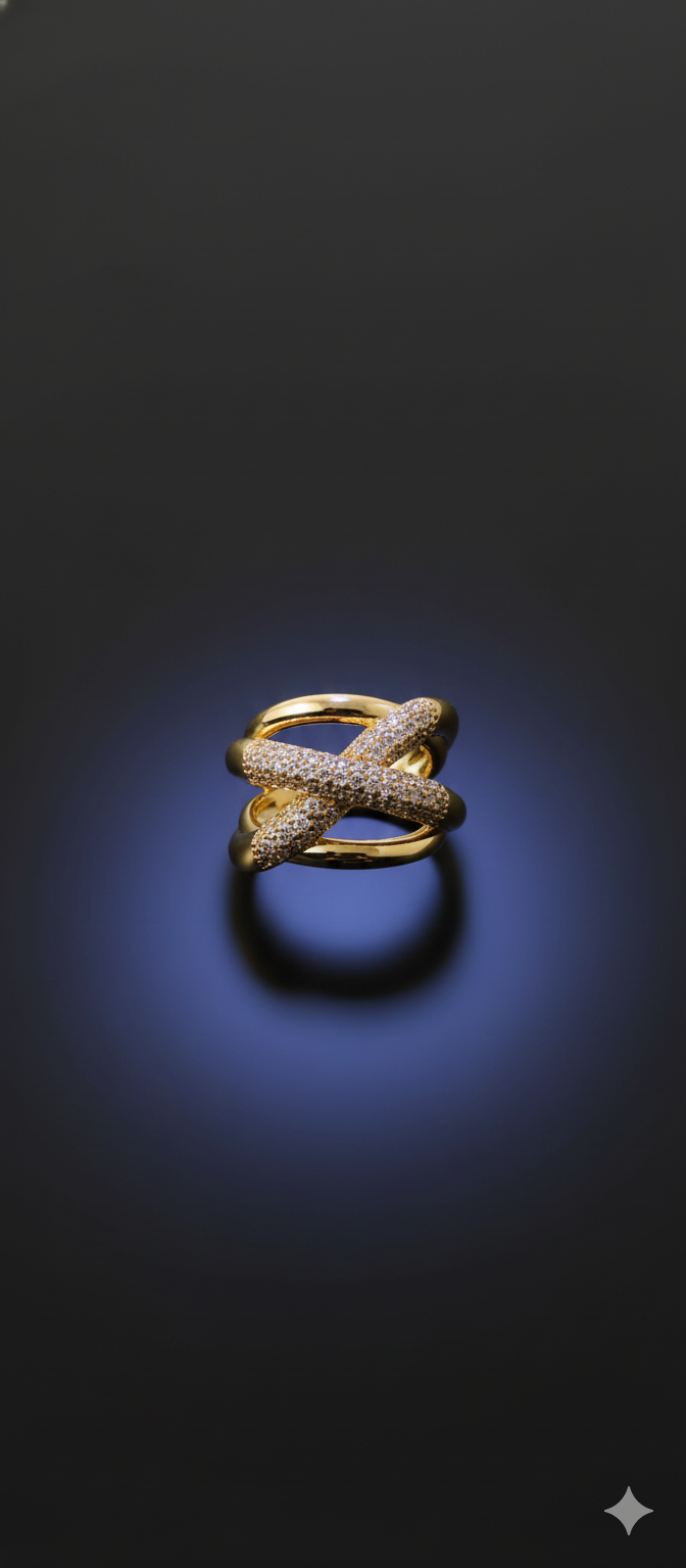 CrossGlow Ring | Adjustable Gold-Plated Stainless Steel–KZ8812398