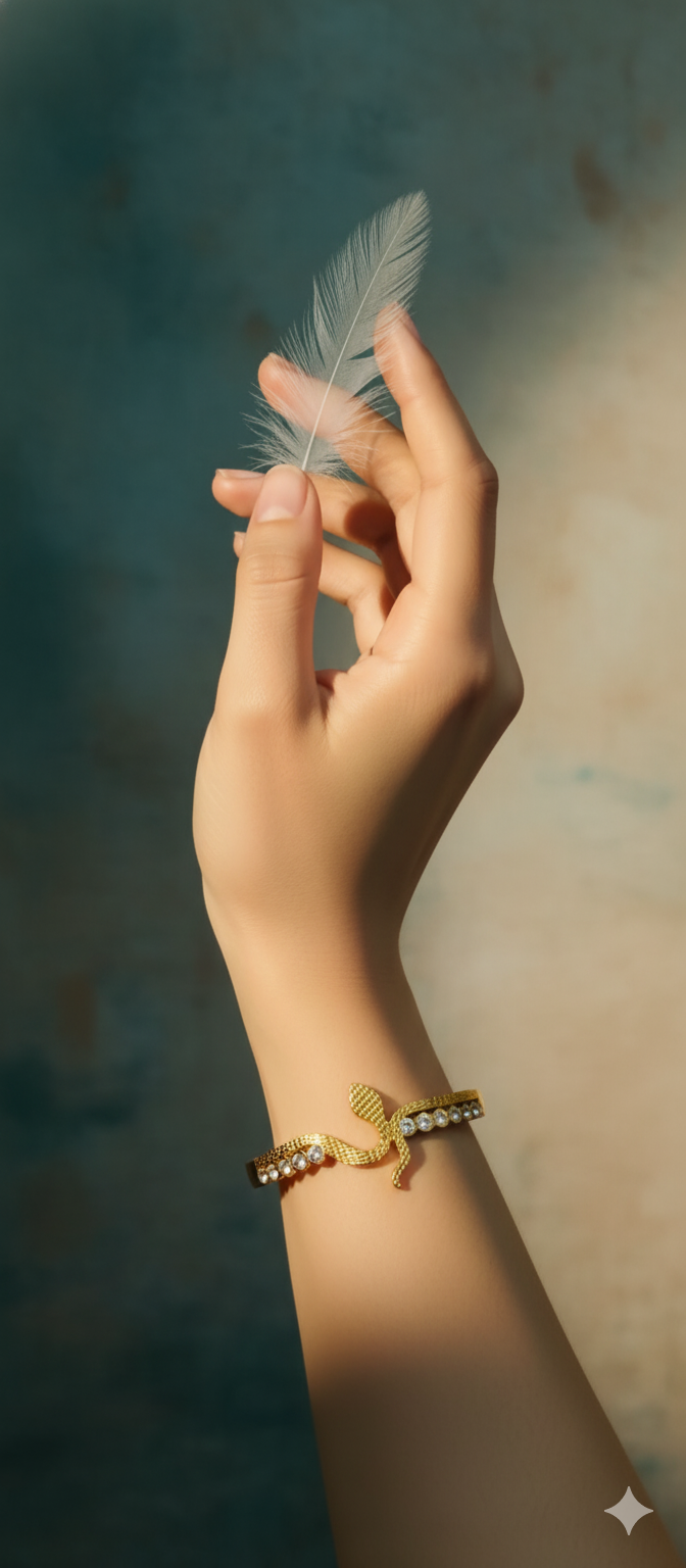 Crystal Cobra Elegance Kada | Gold-Plated Stainless Steel– KZ8812362