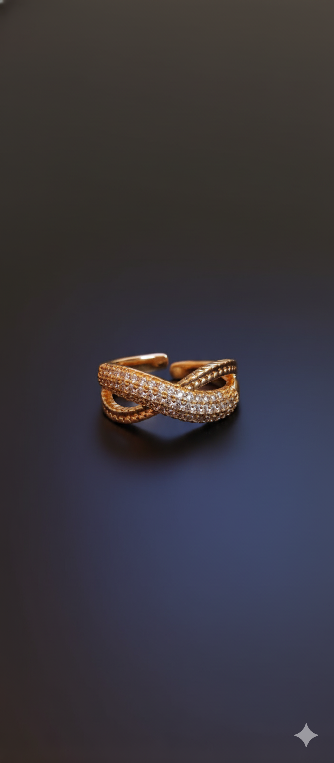 Diamond Knot Ring | Gold-Plated Brass Adjustable Ring– SCB8812381