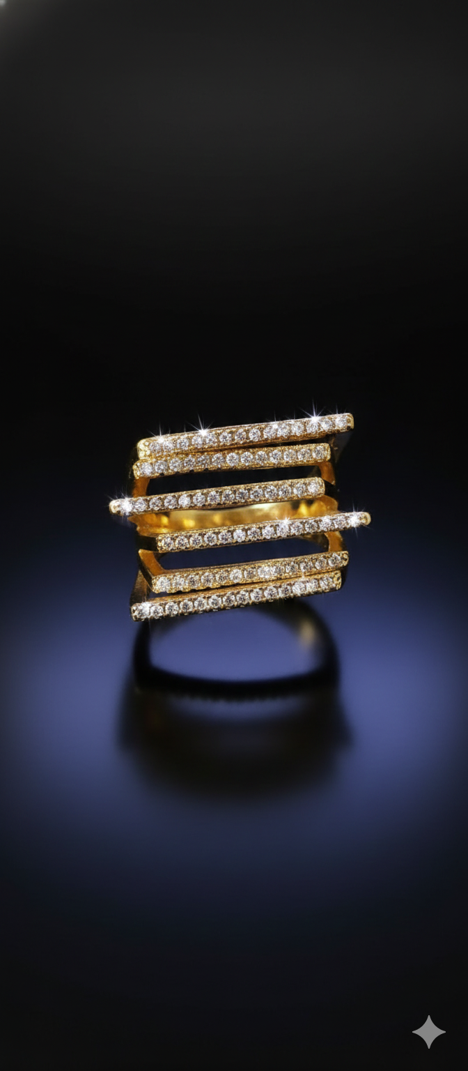 Diamond Stripes Band | Adjustable Gold-Plated Stainless Steel–KZ88123103