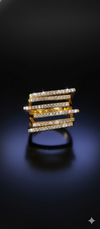 Diamond Stripes Band | Adjustable Gold-Plated Stainless Steel–KZ88123103