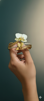 FlutterLeaf Elegance Kada | Gold-Plated Stainless Steel – KZ8812365