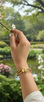 FlutterLeaf Elegance Kada | Gold-Plated Stainless Steel – KZ8812365