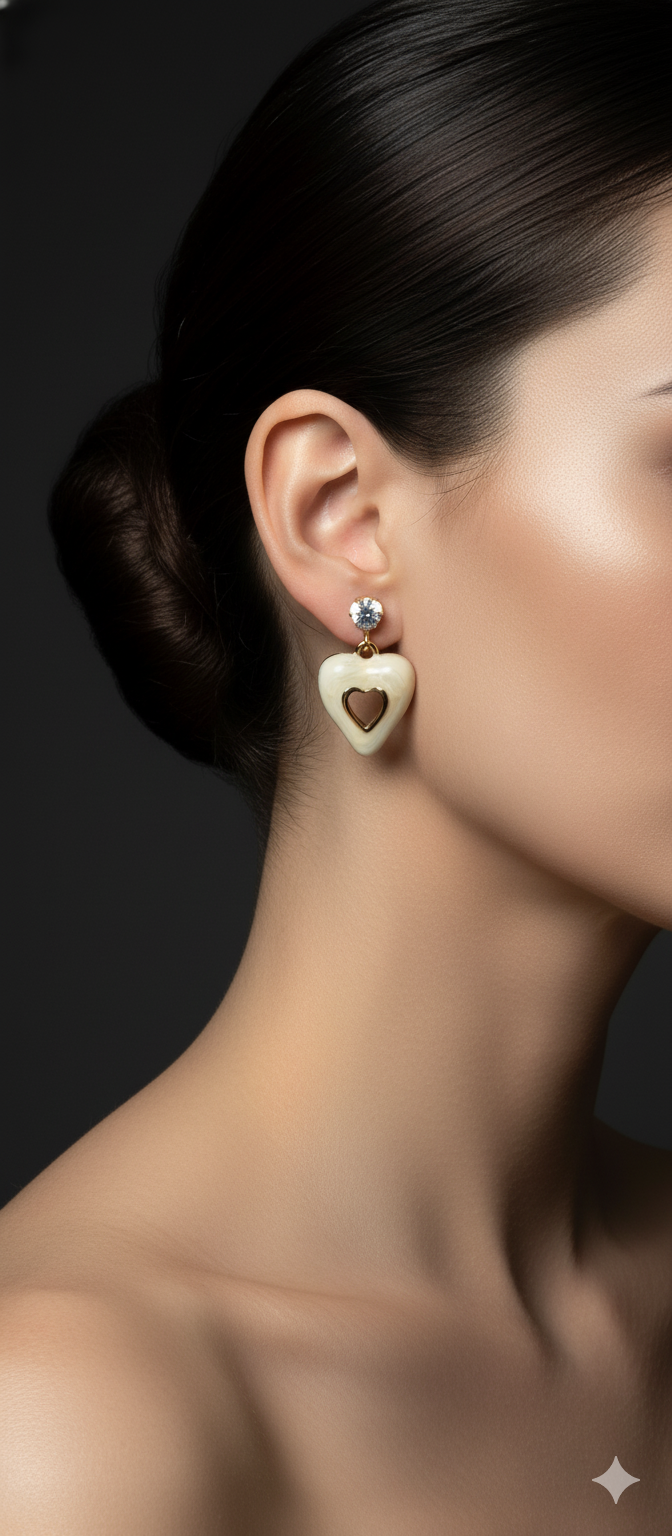 Gold Tone Heart Drop With Crystal Stud | Gold-Plated Stainless Steel – KZ8812322