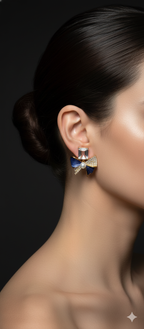 Crystal Bow Pearl Stud Earrings | Gold-Plated Stainless Steel  – KZ8812311