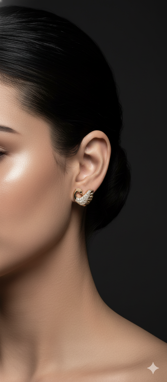 Royal Swan Sparkle Studs | Gold-Plated Brass – KZ8812346