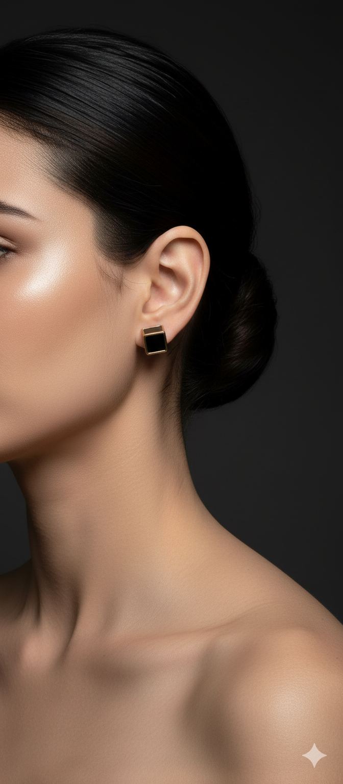 Imperial Black Box Studs | Gold-Plated Stainless Steel – KZ8812337