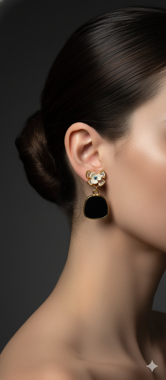 Midnight Bloom Earrings | Gold-Plated Stainless Steel – KZ8812317