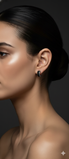 Midnight Sparkle Hoop Earrings |Gold-Plated Stainless Steel–RY88123105