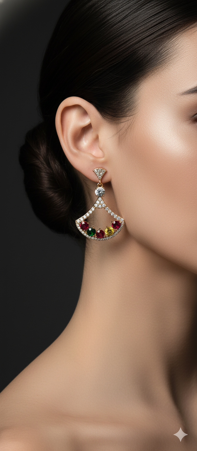 Aurora Royale Fan Drop Earrings | Gold-Plated Stainless Steel – KZ8812309