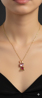 Pink Crystal Bunny Necklace | Gold-Plated Stainless Steel – KZ8812324
