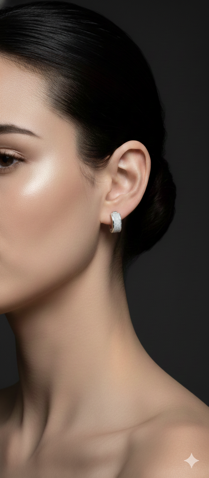 Silver Frost Hoop Earrings | Gold-Plated Stainless Steel–RY88123104