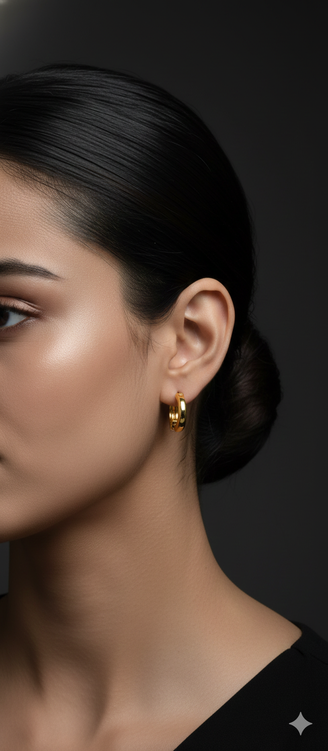 Classic Gold Earrings | Gold-Plated Stainless Steel-RY88123107