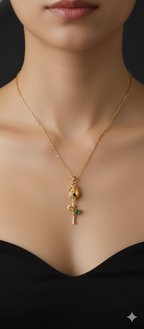 Golden Rose Bud Necklace | Gold-Plated Stainless Steel – KZ8812302
