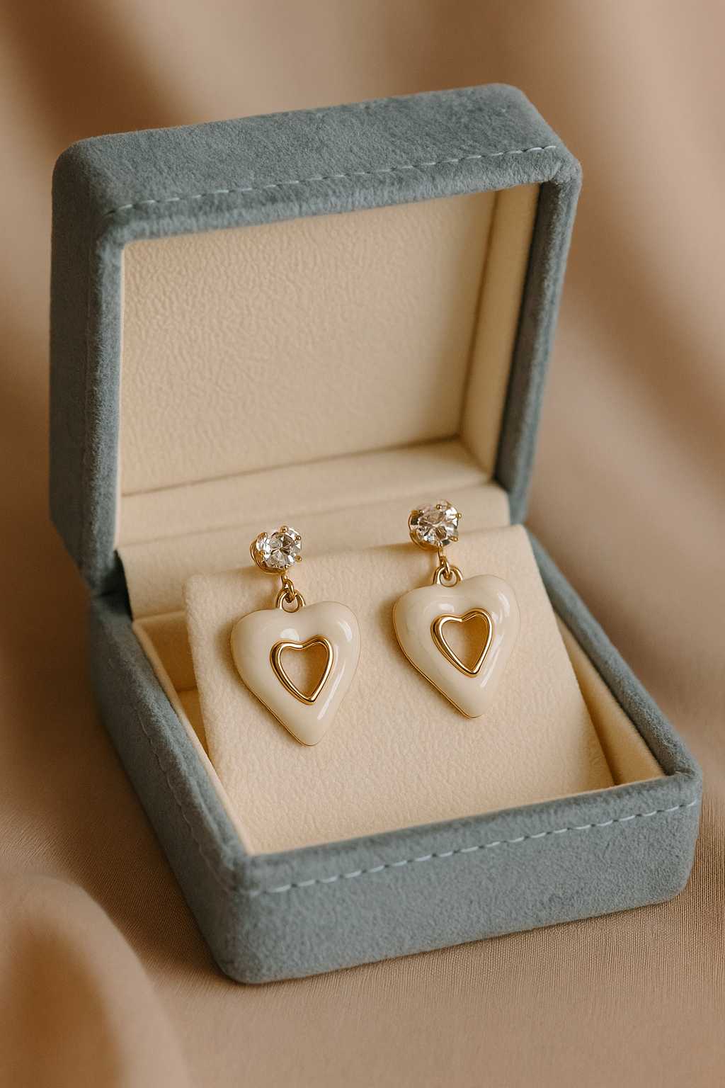 Gold Tone Heart Drop With Crystal Stud | Gold-Plated Stainless Steel – KZ8812322