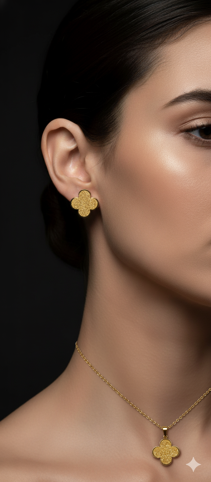 Golden Clover Sparkle Jewelry Set | Gold-Plated Stainless Steel – KZ8812350