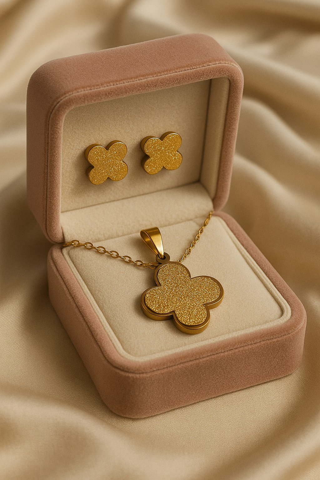 Golden Clover Sparkle Jewelry Set | Gold-Plated Stainless Steel – KZ8812350