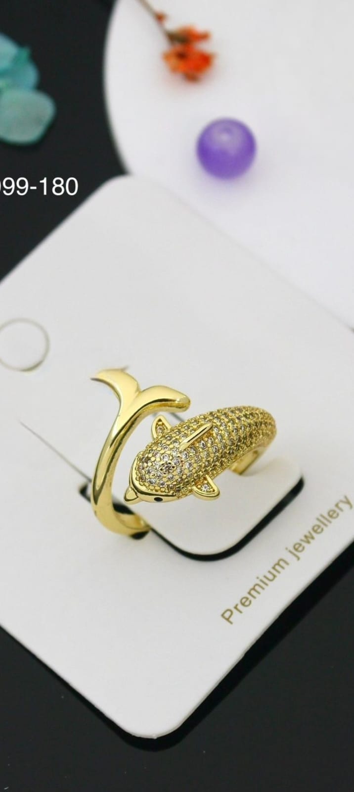 Golden Dolphin Ring | Adjustable Gold-Plated Stainless Steel–KZ8812393