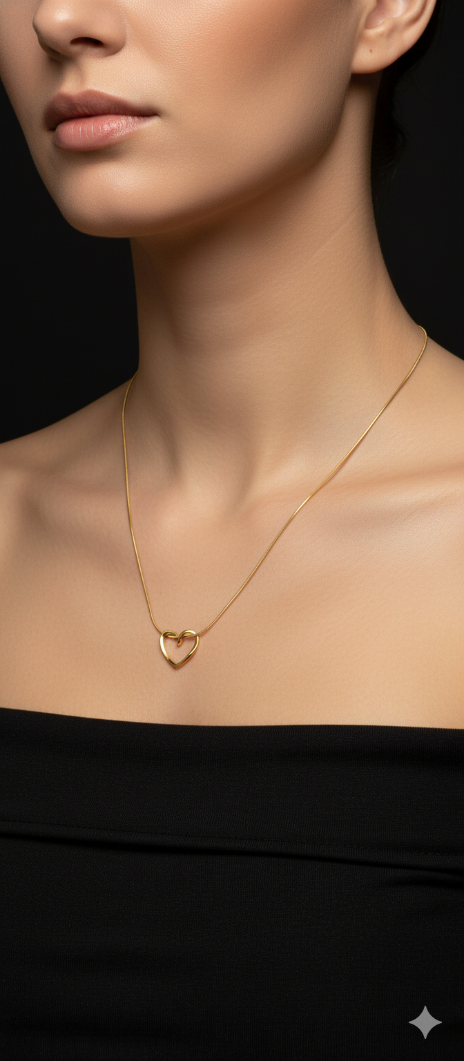 Golden Eternal Heart Necklace | Gold-Plated Stainless Steel – KZ8812351