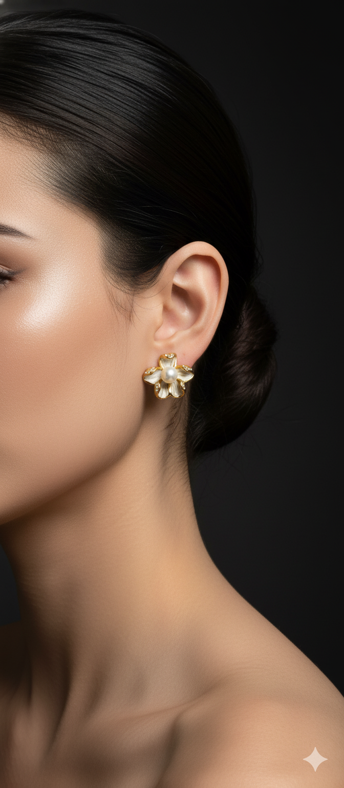 Golden Flower Pearlette | Gold-Plated Stainless Steel – KZ8812333